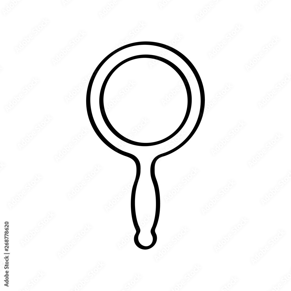 Hand mirror icon. Illustration isolated. Vector sign, symbol. Princess mirror glass. Handle accessory. Hand mirror icon. Illustration isolated. Vector sign, symbol. Princess mirror glass. Handle accessory.