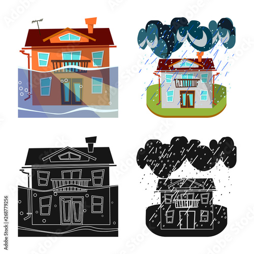 Vector design of weather and distress logo. Collection of weather and crash stock symbol for web.