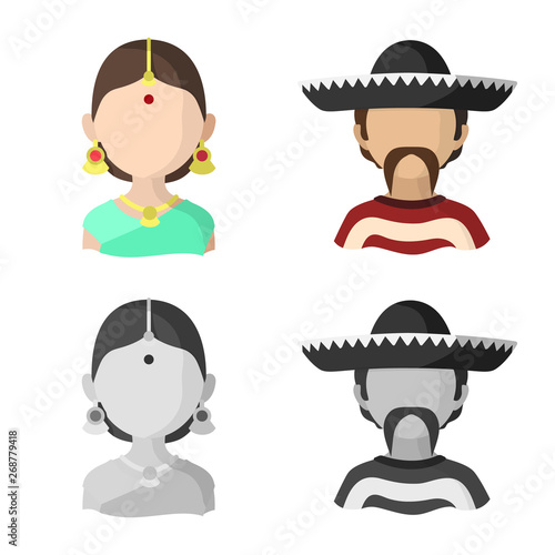 Vector design of imitator and resident icon. Set of imitator and culture stock symbol for web.
