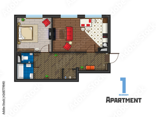 one bedroom apartment with furniture