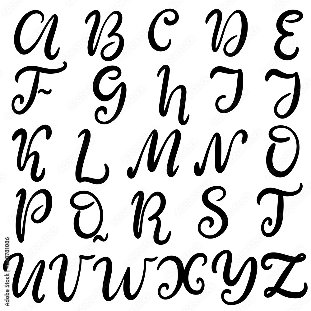 Hand drawn lettering font, alphabet Hand drawn lettering font, alphabet