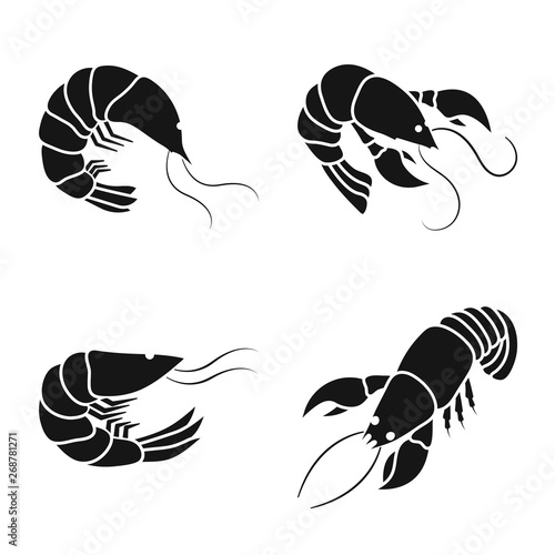 Vector illustration of meat and delicacy logo. Set of meat and crab stock vector illustration.