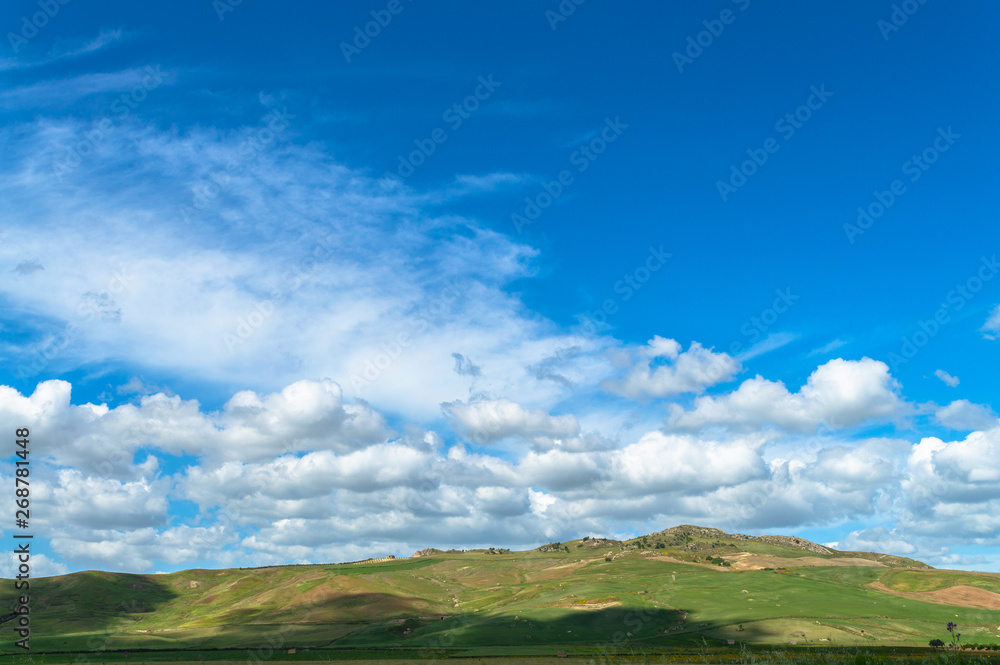 Green Sicilian Hills, Caltanissetta, Italy, Europe Green Sicilian Hills, Caltanissetta, Italy, Europe