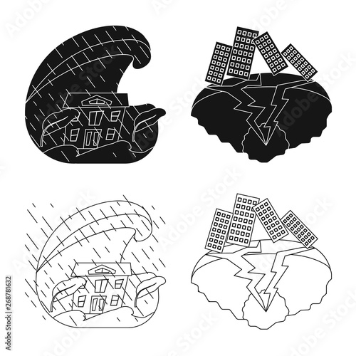 Vector design of weather and distress symbol. Collection of weather and crash vector icon for stock.