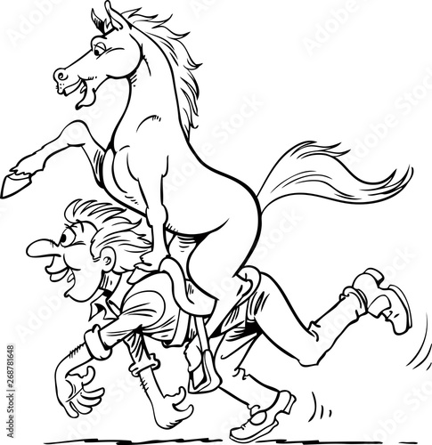 horse rides man