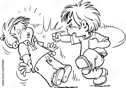 Illustration of Children Fighting Over