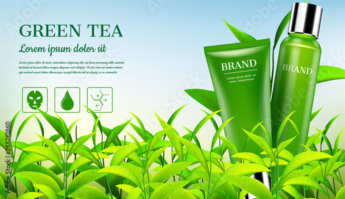 Cosmetic products with small trees template