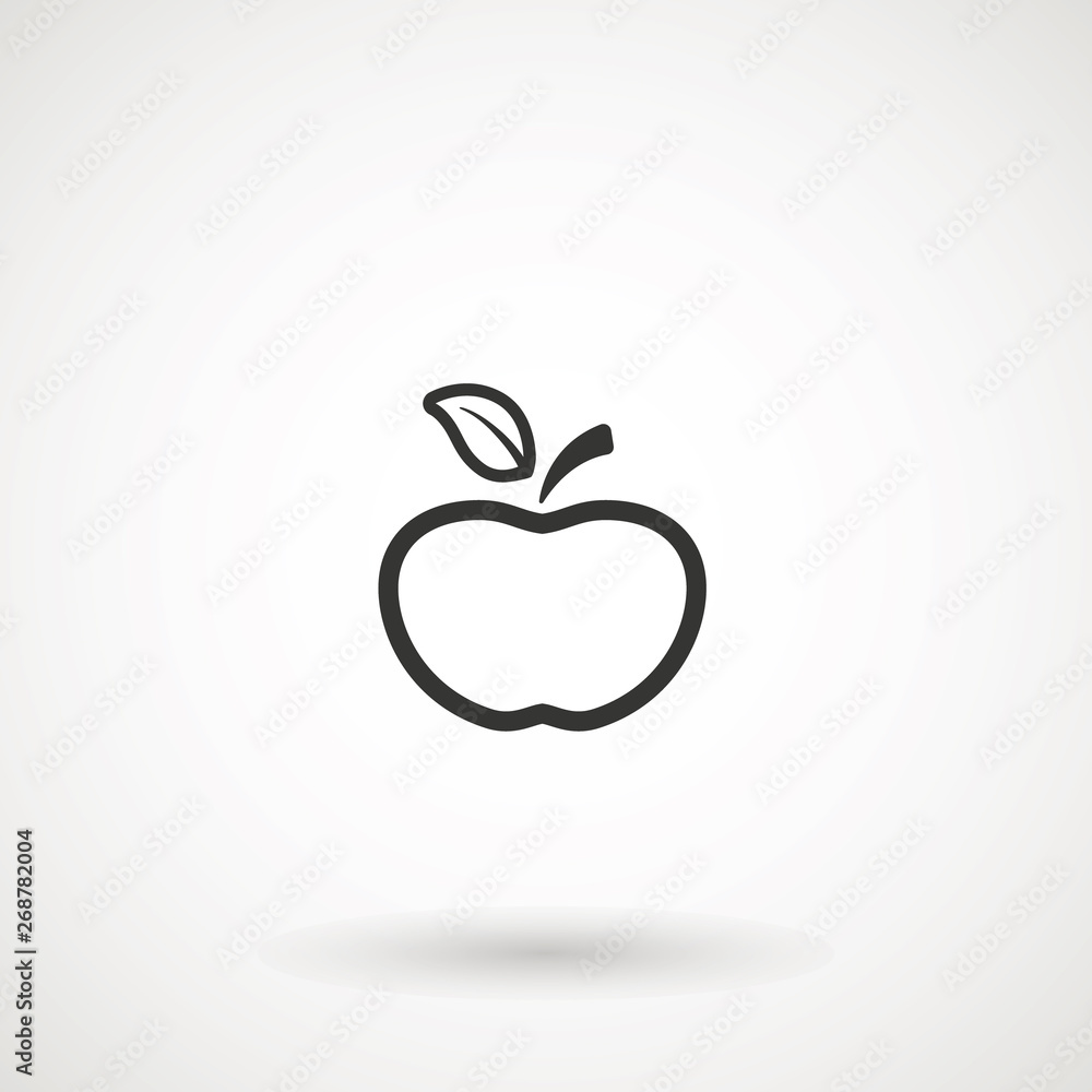 Apple fruit line icon. Organic nutrition healthy food. Hand draw illustration. Apple Isolated on white background. - Vector. Apple fruit line icon. Organic nutrition healthy food. Hand draw illustration. Apple Isolated on white background. - Vector.