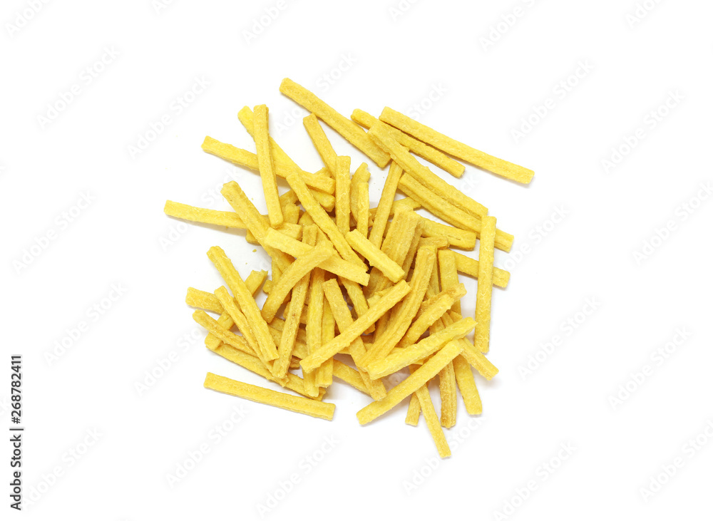 Crispy corn snacks on white background Crispy corn snacks on white background