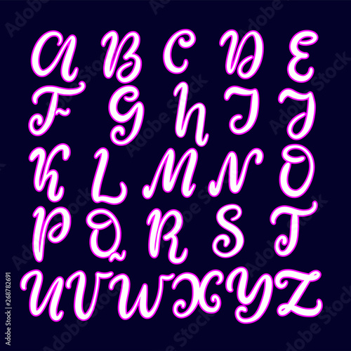 Hand drawn lettering font, alphabet