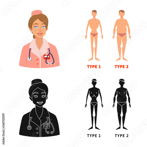 Vector design of diet and treatment  sign. Collection of diet and medicine stock vector illustration.