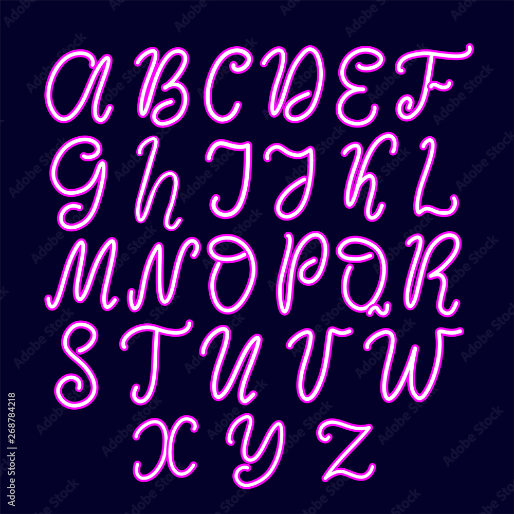 Hand drawn lettering font, alphabet