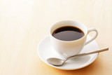 コーヒー　Coffee cup on wooden background
