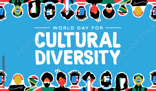 Cultural Diversity card of country flag people