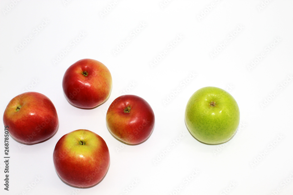 Fresh apples on white background. Five pieces Fresh apples on white background. Five pieces