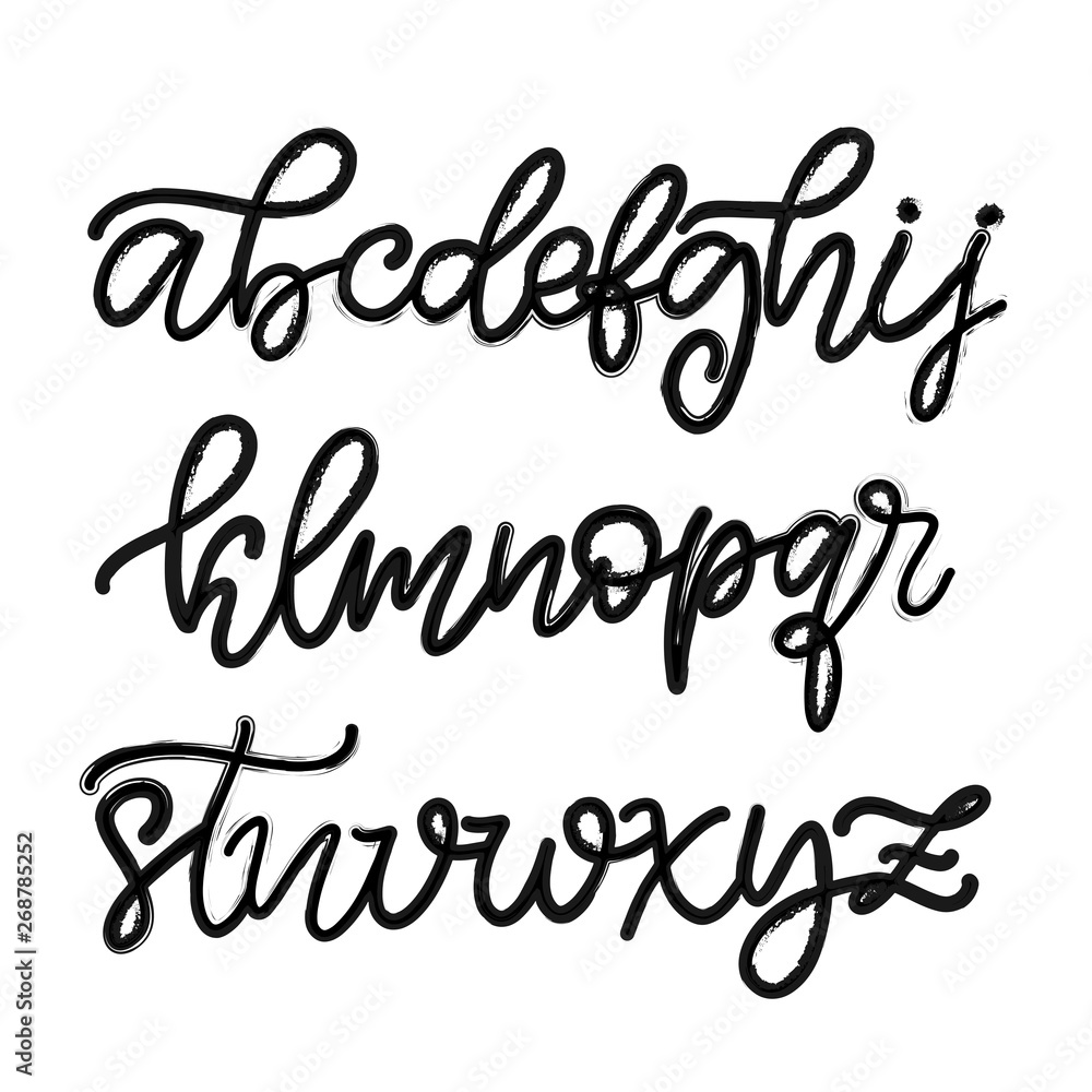 Fototapeta premium Hand drawn lettering font, alphabet