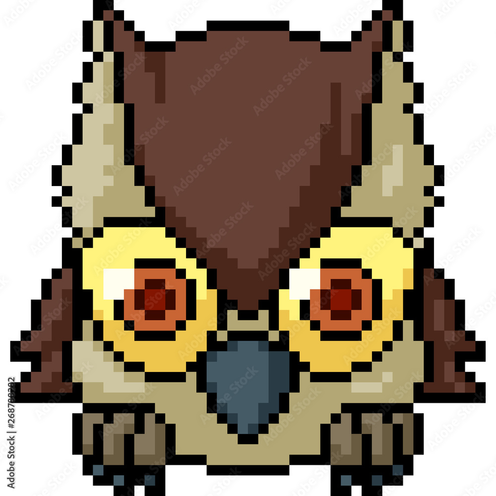 Obraz premium vector pixel art owl