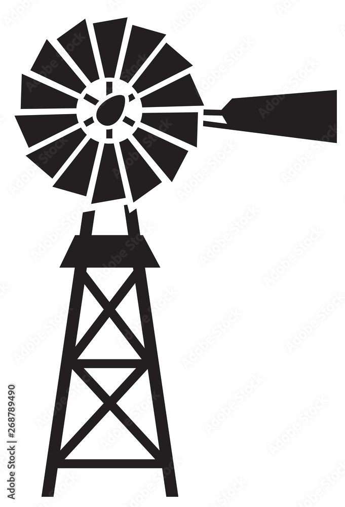 silhouette of a water pumping windmill silhouette of a water pumping windmill