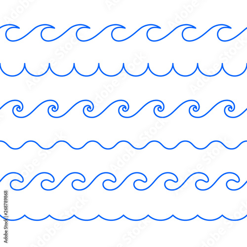 Seamless abstract line pattern. Waves of ocean, sea. Decorative line waves.