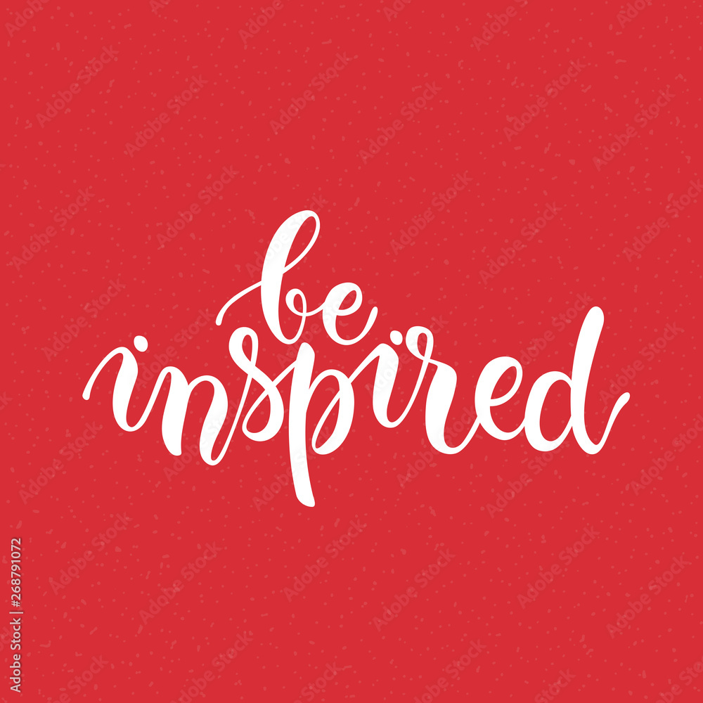 Be inspired lettering. Handwritten motivational phrase typography for greetings card, festive banner, poster, t-shirt print, flyer design templates. Isolated clipart vector on white background. Be inspired lettering. Handwritten motivational phrase typography for greetings card, festive banner, poster, t-shirt print, flyer design templates. Isolated clipart vector on white background.