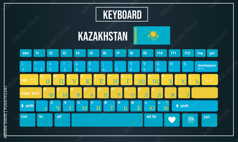 Vector Illustration Computer keyboards layout of Kazakhstan