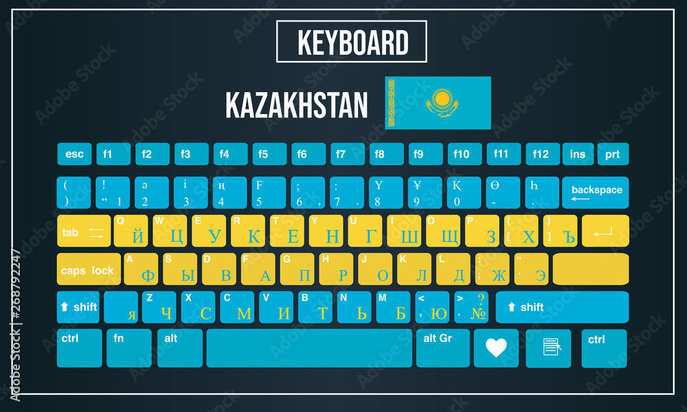 Vector Illustration Computer keyboards layout of Kazakhstan Vector Illustration Computer keyboards layout of Kazakhstan
