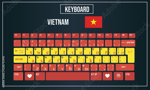 Vector Illustration Computer keyboards layout of Vietnam
