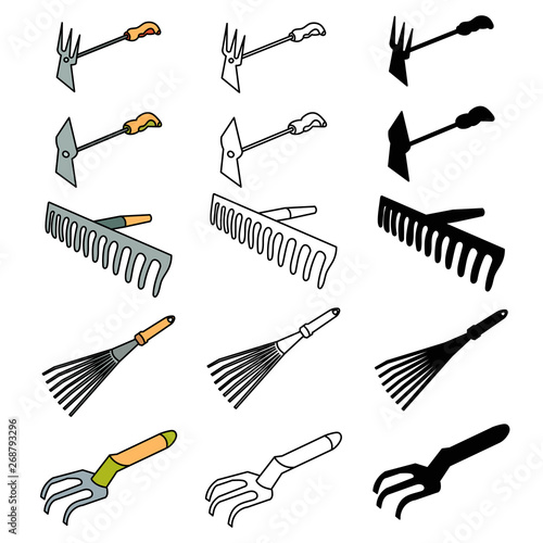 vector, isolated, set of garden tools