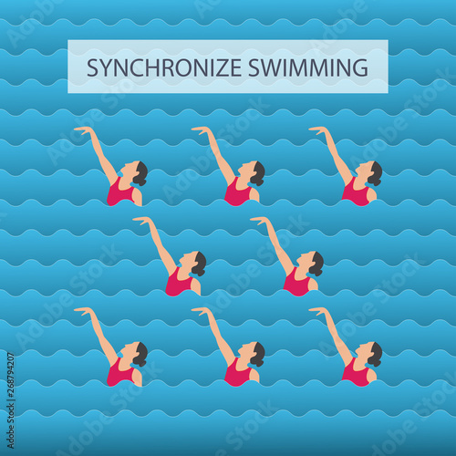 Woman athlete on the performance of synchronized swimming