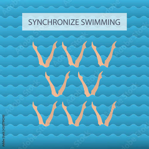 Woman athlete on the performance of synchronized swimming