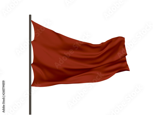 Blank red waving flag. Vect...