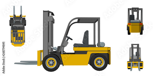 Forklift truck. Isolated on white. 3d Vector illustration.