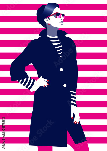 Fashion woman in style pop art. Vector illustration