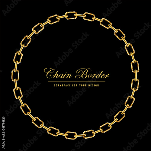 Golden Chain Square Border Frame. Circle Border with golden color. Jewelry Design. Vector illustration.