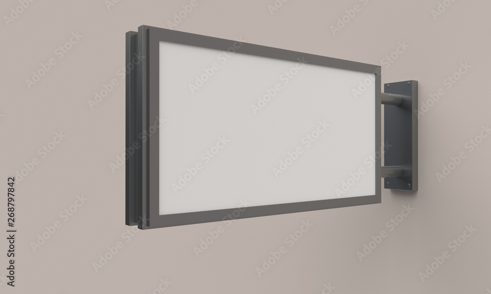Mock up of blank signboard on the shop wall. 3d rendering Mock up of blank signboard on the shop wall. 3d rendering