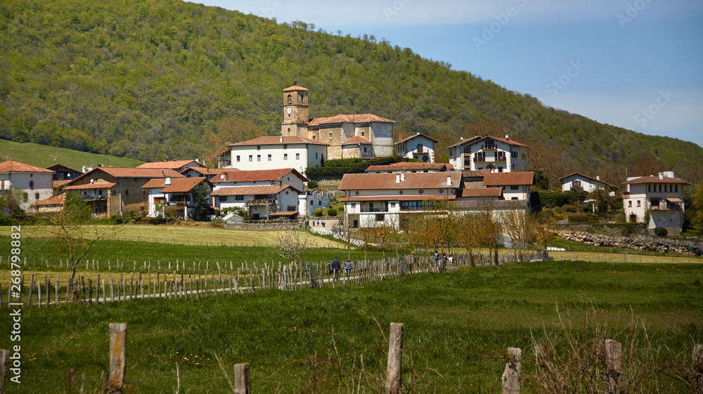 image of the village of Lizaso. In the valley of Utlzama, Navarre. Spain.