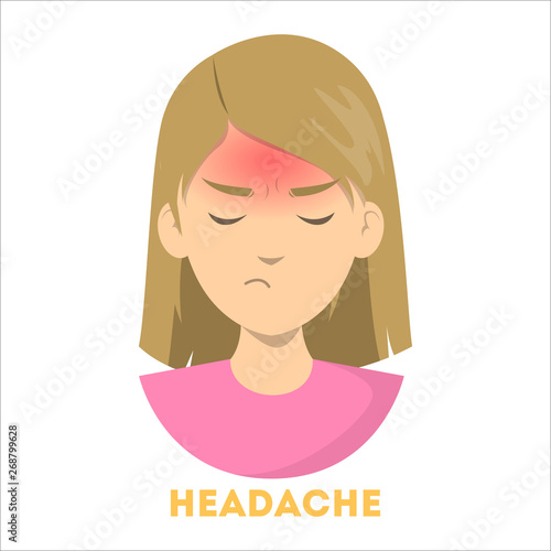Woman suffer from the pain in the head. Headache