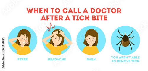Tips for tick safety infographic. Brown parasite, risk of encephalitis