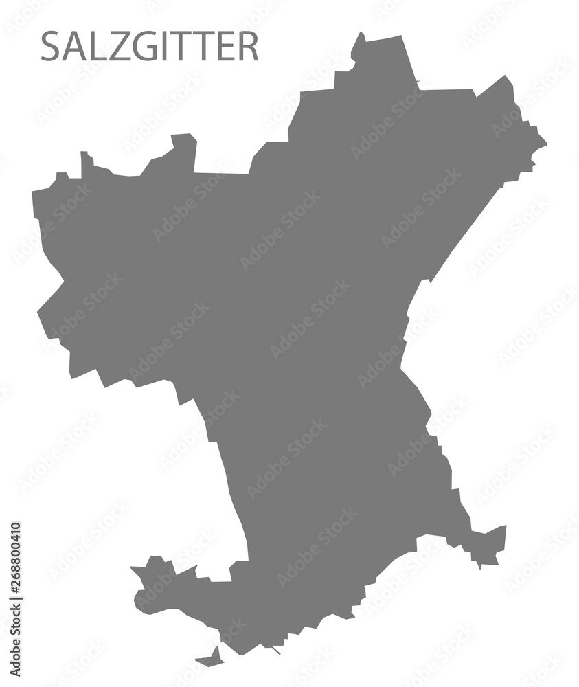 Salzgitter grey city county map of Lower Saxony Germany DE
