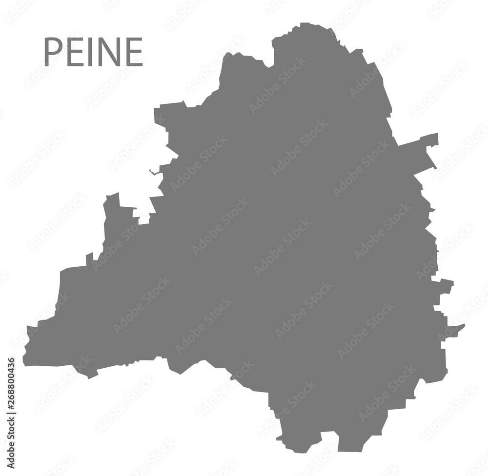 Naklejka premium Peine grey county map of Lower Saxony Germany DE