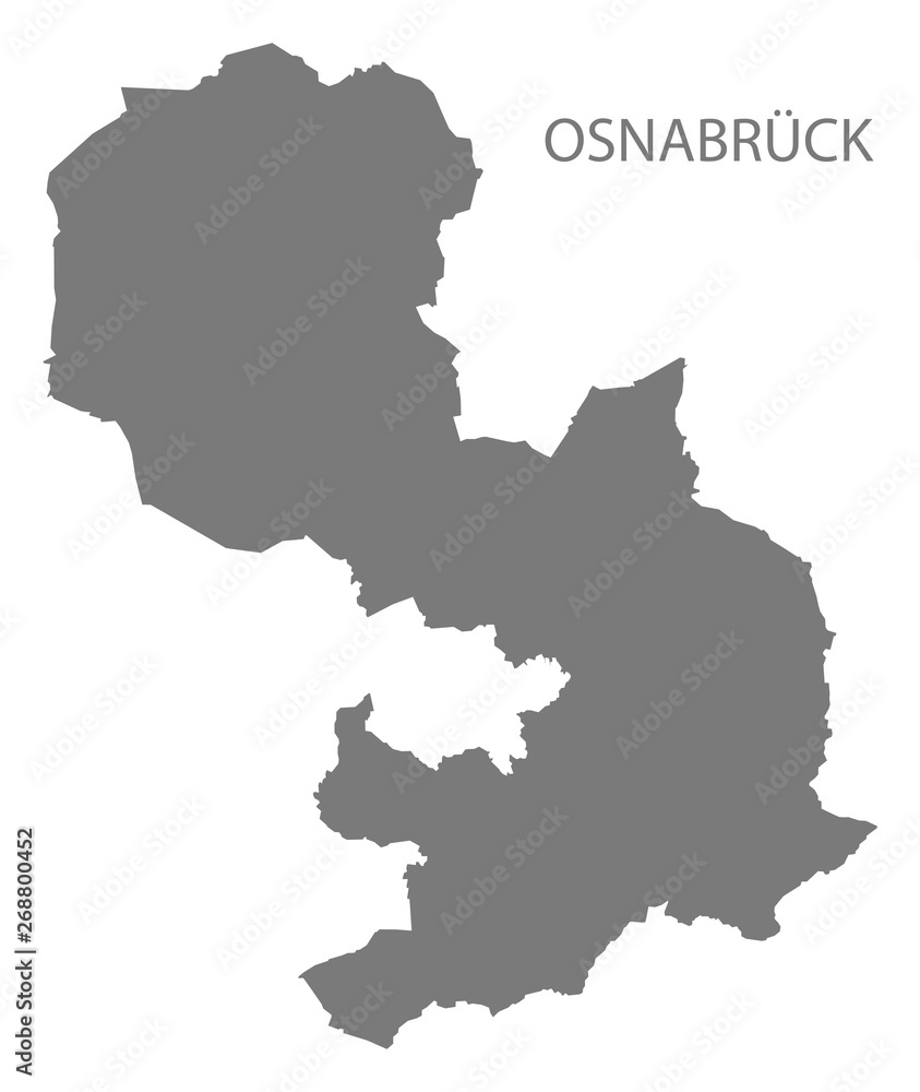 Osnabrueck grey county map of Lower Saxony Germany DE