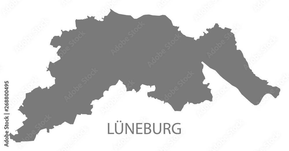 Lueneburg grey county map of Lower Saxony Germany DE
