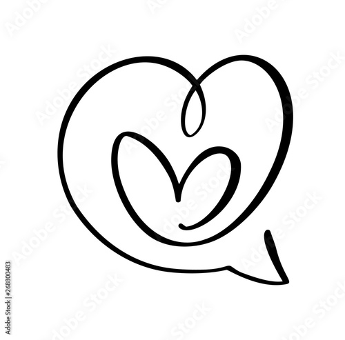 Heart love icon and bubble speech symbol Logo Element vector of valentine day. Concepn icon symbol for t-shirt, greeting card, poster wedding