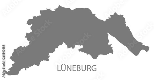 Lueneburg grey county map of Lower Saxony Germany DE