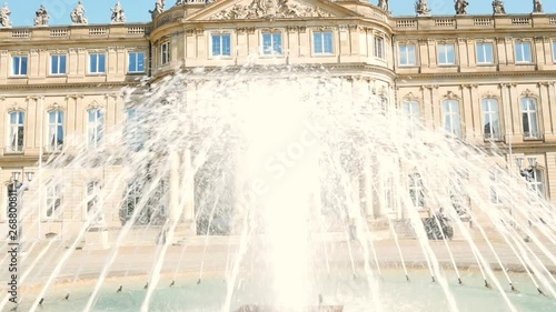 New Palace, Neues Schloss behind the fountain, domicile of the Ministry of Finance, palace in Schlossplatz square, Stuttgart, capital of the state of Baden Wurttemberg photo