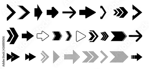 Set of black vector arrows. Arrow icon, symbol. Isolated arrows vector collection