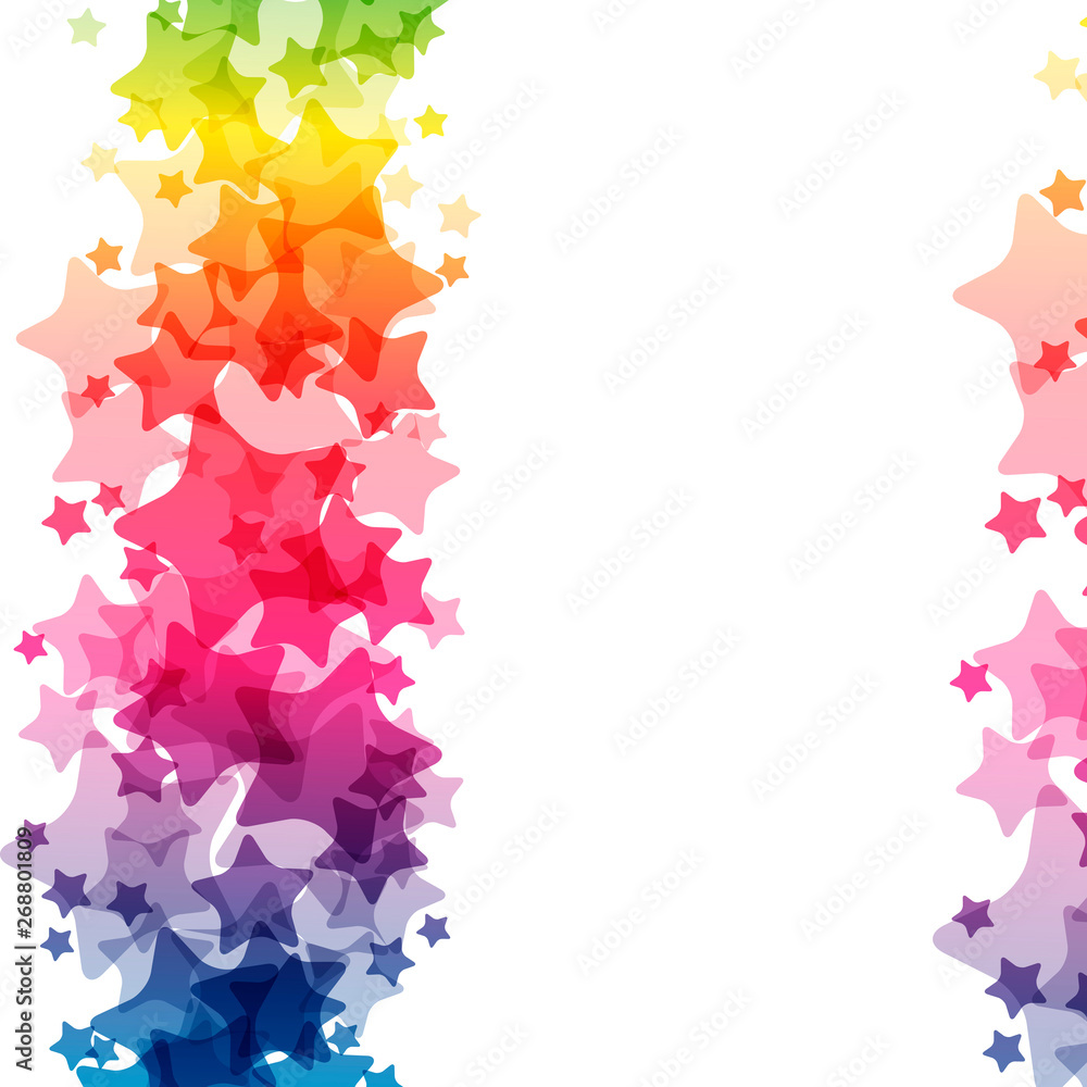 Rainbow stars border, vector texture, carnival bright decoration card. Rainbow stars border, vector texture, carnival bright decoration card.