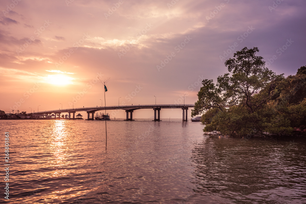 bridge in sunset in Thailand