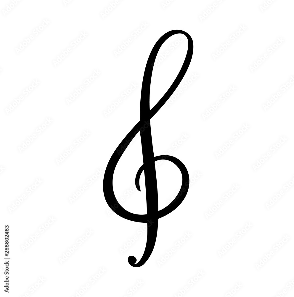 Music key hand drawn vector logo and icon Illustration. Musical theme flat design template. Isolated on the white background Music key hand drawn vector logo and icon Illustration. Musical theme flat design template. Isolated on the white background