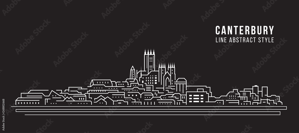 Cityscape Building Line art Vector Illustration design -  Canterbury city